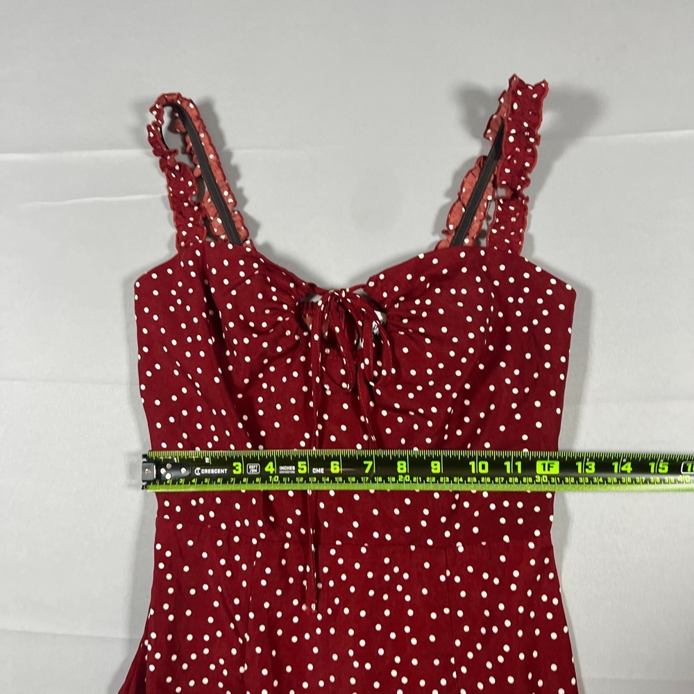 Princess Polly Mini Dress Women 2 Red White Polka Dot Tie Front Sleeveless Party - Picture 6 of 10
